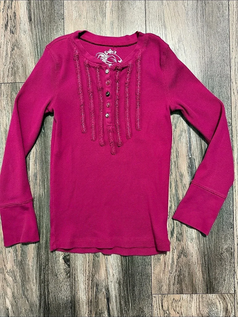 Place Cotton Embellished Long Sleeve Top in Pink